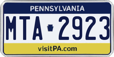 PA license plate MTA2923