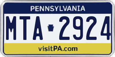 PA license plate MTA2924