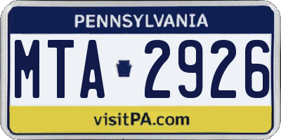 PA license plate MTA2926