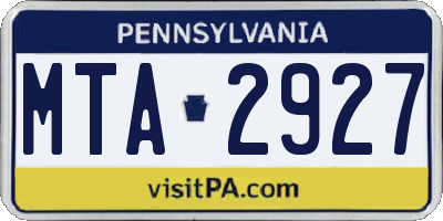 PA license plate MTA2927