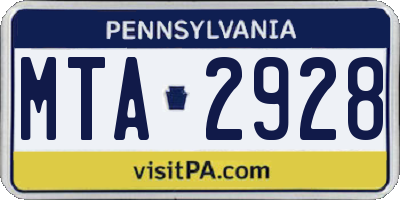 PA license plate MTA2928