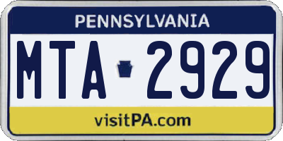 PA license plate MTA2929