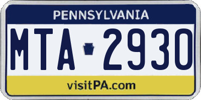PA license plate MTA2930