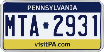 PA license plate MTA2931