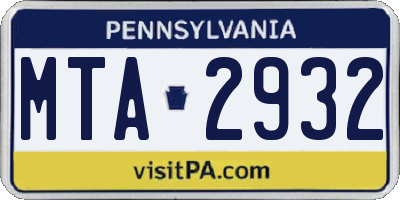 PA license plate MTA2932