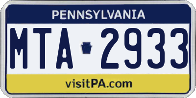 PA license plate MTA2933