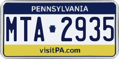 PA license plate MTA2935