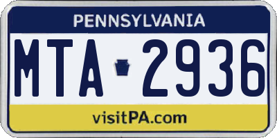 PA license plate MTA2936