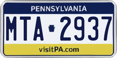 PA license plate MTA2937
