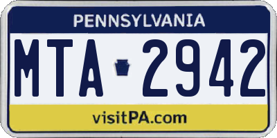 PA license plate MTA2942