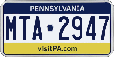 PA license plate MTA2947