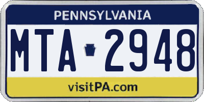 PA license plate MTA2948