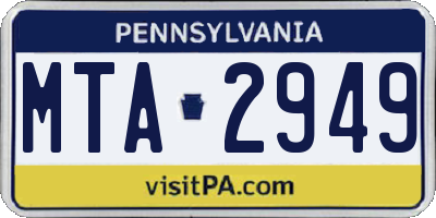 PA license plate MTA2949