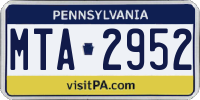 PA license plate MTA2952