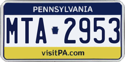 PA license plate MTA2953