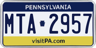 PA license plate MTA2957