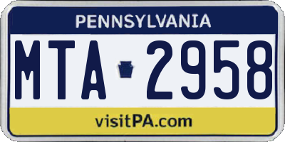 PA license plate MTA2958
