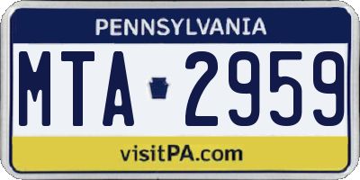 PA license plate MTA2959
