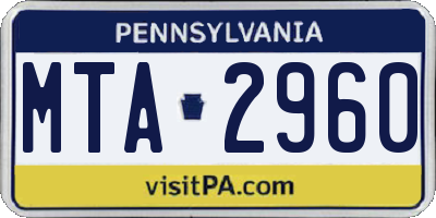 PA license plate MTA2960