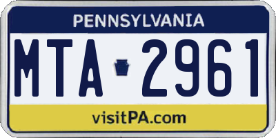 PA license plate MTA2961