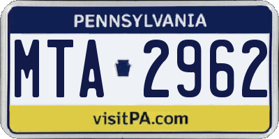 PA license plate MTA2962