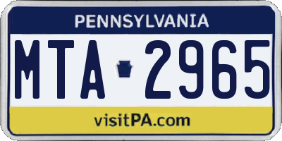 PA license plate MTA2965