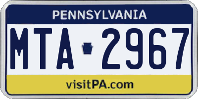 PA license plate MTA2967