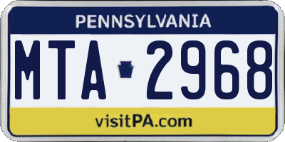 PA license plate MTA2968