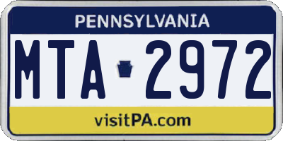 PA license plate MTA2972