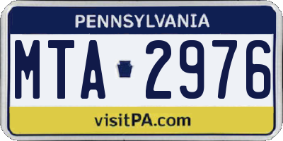 PA license plate MTA2976
