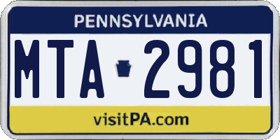 PA license plate MTA2981