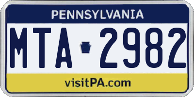 PA license plate MTA2982