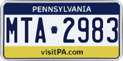 PA license plate MTA2983