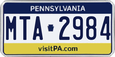 PA license plate MTA2984