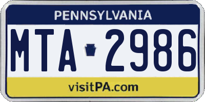 PA license plate MTA2986