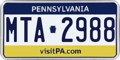 PA license plate MTA2988
