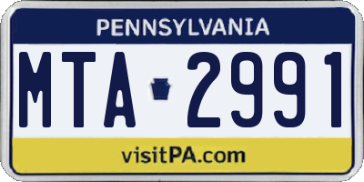PA license plate MTA2991
