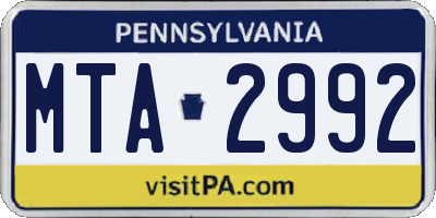 PA license plate MTA2992