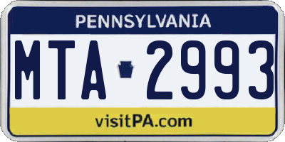 PA license plate MTA2993
