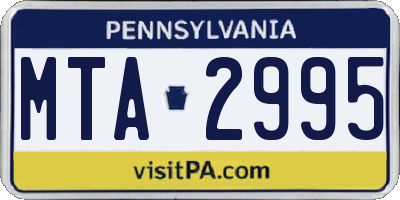 PA license plate MTA2995