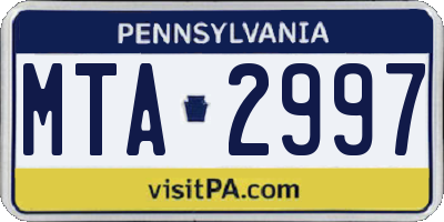PA license plate MTA2997