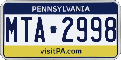 PA license plate MTA2998