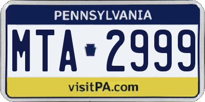 PA license plate MTA2999