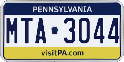 PA license plate MTA3044