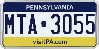 PA license plate MTA3055