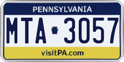 PA license plate MTA3057