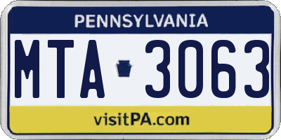 PA license plate MTA3063