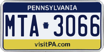 PA license plate MTA3066
