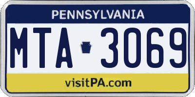 PA license plate MTA3069