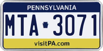 PA license plate MTA3071